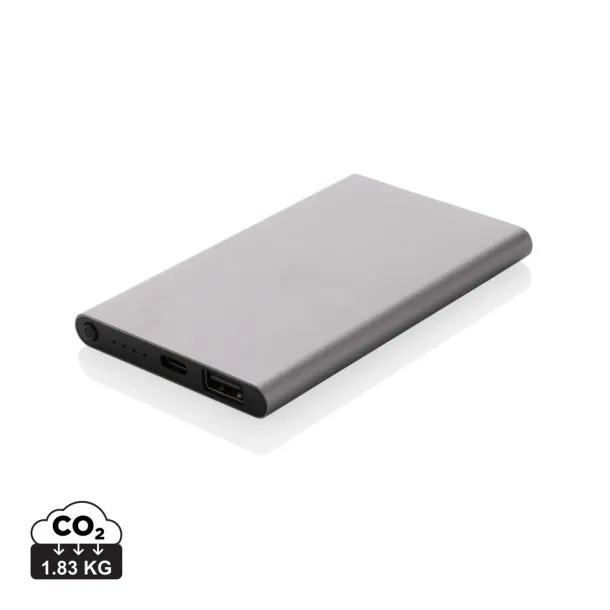  Prijenosna baterija od RCS reciklirane plastike/aluminija, 4 000 mAh - XD Collection Siva