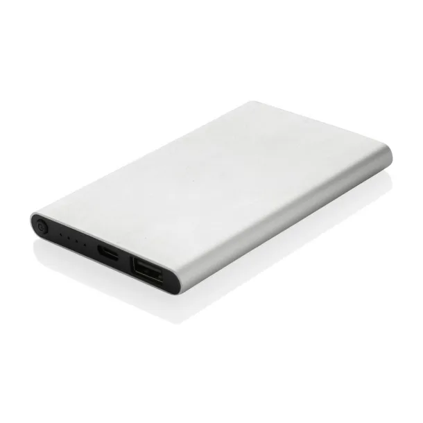  Prijenosna baterija od RCS reciklirane plastike/aluminija, 4 000 mAh - XD Collection Srebrna