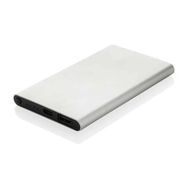  Prijenosna baterija od RCS reciklirane plastike/aluminija, 4 000 mAh - XD Collection Srebrna