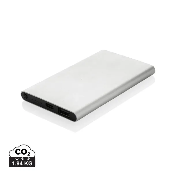  Prijenosna baterija od RCS reciklirane plastike/aluminija, 4 000 mAh - XD Collection Srebrna