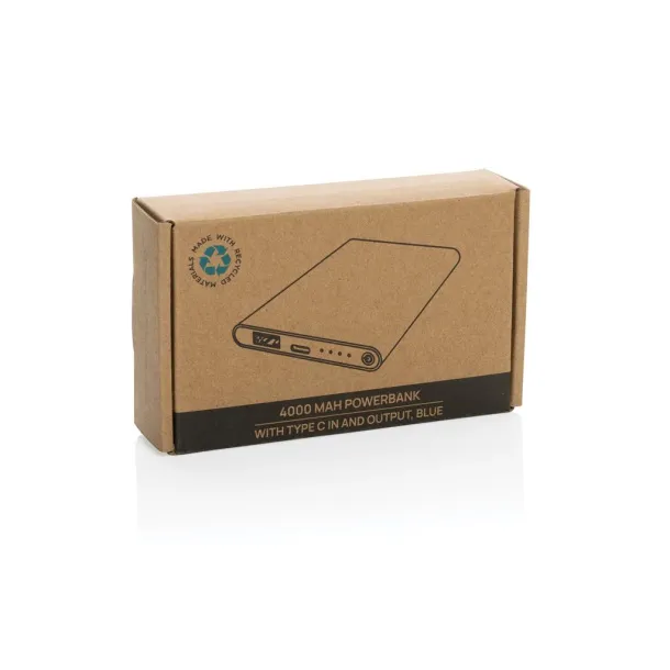  Prijenosna baterija od RCS reciklirane plastike/aluminija, 4 000 mAh - XD Collection Plava