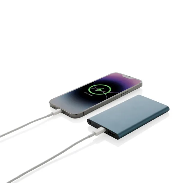  RCS recycled plastic/aluminum 4000 mah powerbank with type C - XD Collection Plava