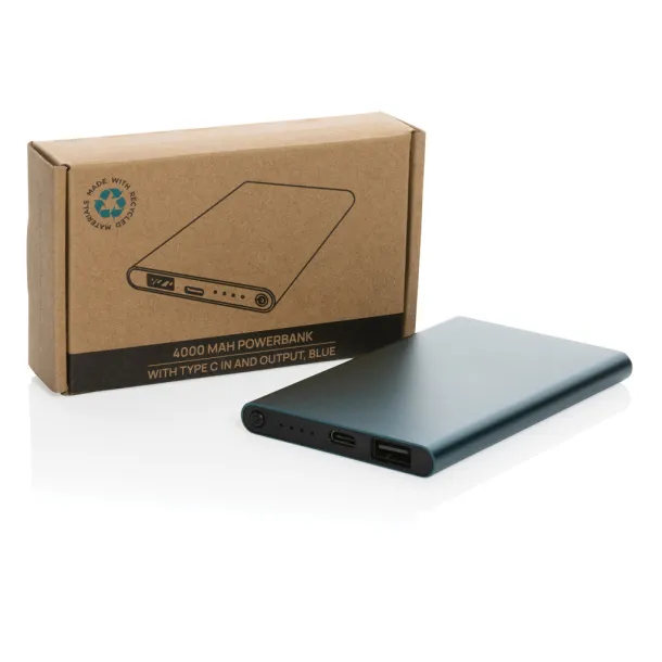  Prijenosna baterija od RCS reciklirane plastike/aluminija, 4 000 mAh - XD Collection Plava