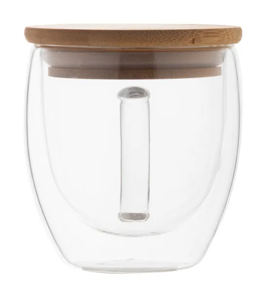 Grobina Mini staklena termo šalica, 250 ml Prozirno Prirodna