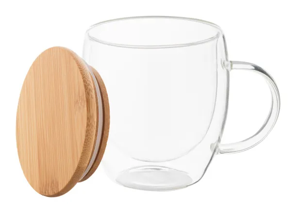 Grobina Mini staklena termo šalica, 250 ml Prozirno Prirodna