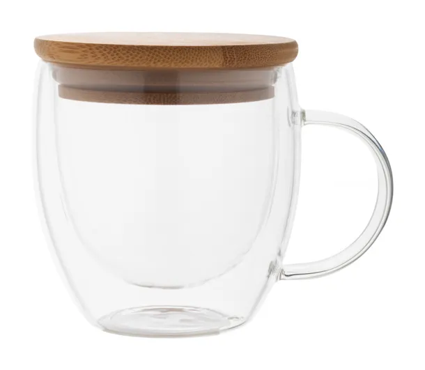 Grobina Mini staklena termo šalica, 250 ml Prozirno Prirodna