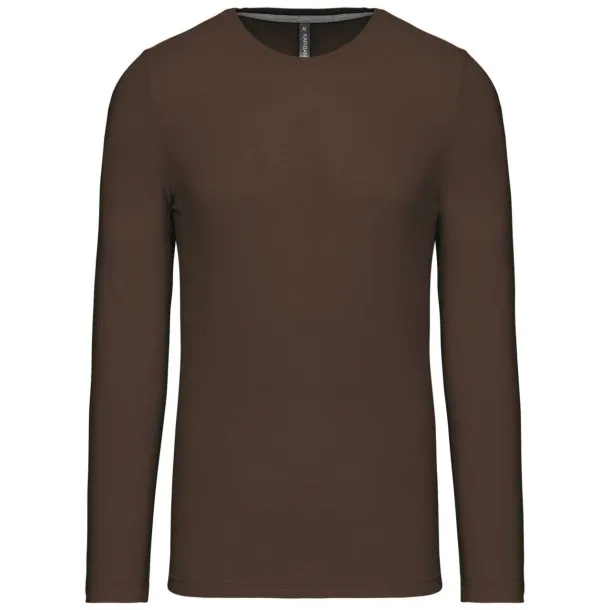  MEN'S LONG-SLEEVED CREW NECK T-SHIRT - Kariban Chocolate