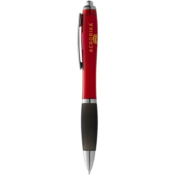 Nash ballpoint pen coloured barrel and black grip Red Solid black