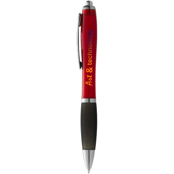 Nash ballpoint pen coloured barrel and black grip Red Solid black