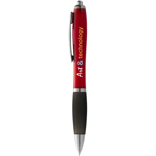 Nash ballpoint pen coloured barrel and black grip Red Solid black