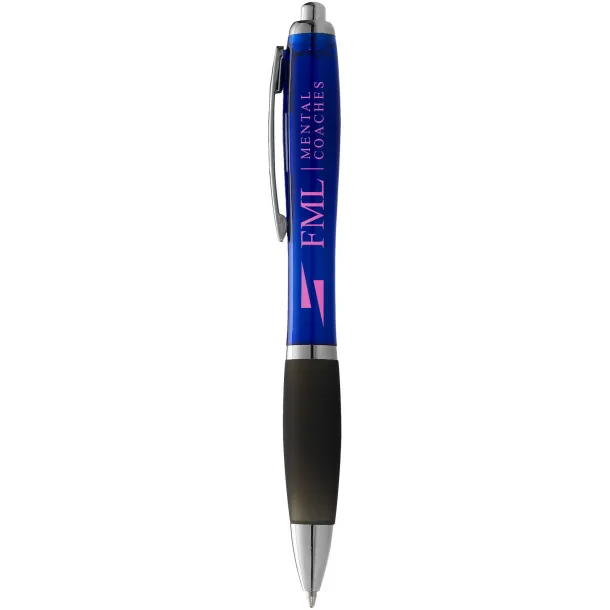 Nash ballpoint pen coloured barrel and black grip Blue Solid black