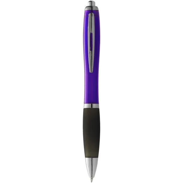 Nash ballpoint pen coloured barrel and black grip Purple Solid black