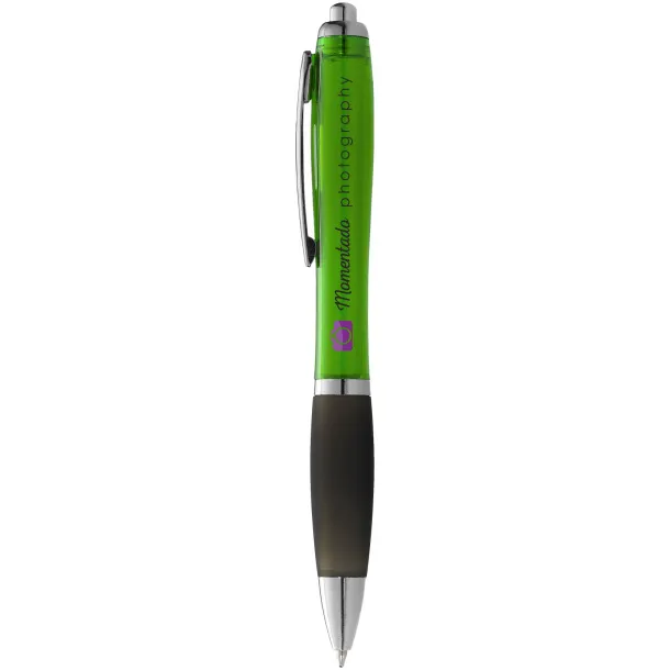 Nash ballpoint pen coloured barrel and black grip Lime Solid black