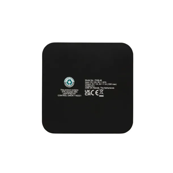  RCS recycled plastic 10W Wireless with USB Ports - XD Collection Black 