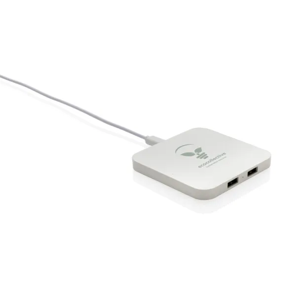  RCS recycled plastic 10W Wireless with USB Ports - XD Collection White 