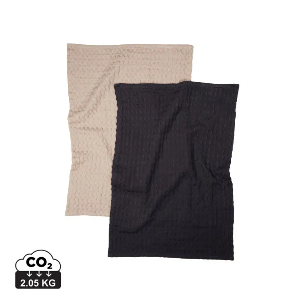  VINGA Cromer waffle kitchen towel, 2 pcs - Vinga black 