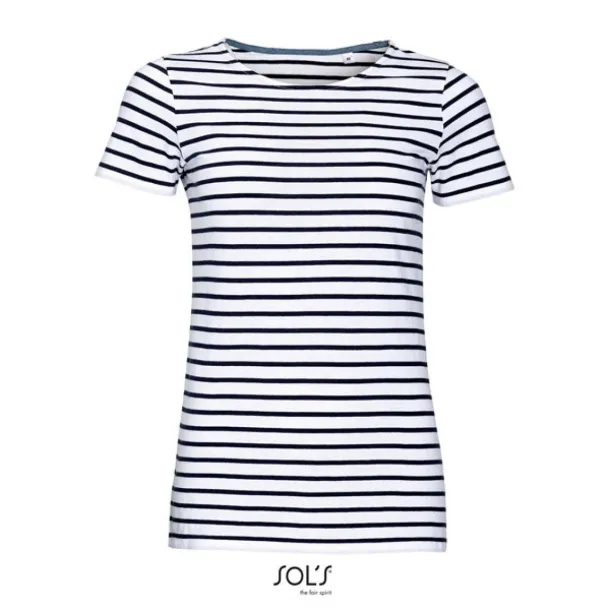  SOL'S MILES WOMEN - ROUND NECK STRIPED T-SHIRT - SOL'S White Navy