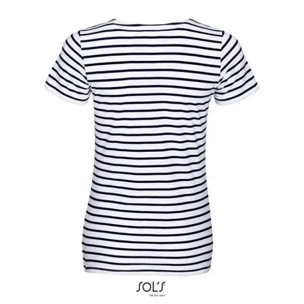  SOL'S MILES WOMEN - ROUND NECK STRIPED T-SHIRT - SOL'S White Navy