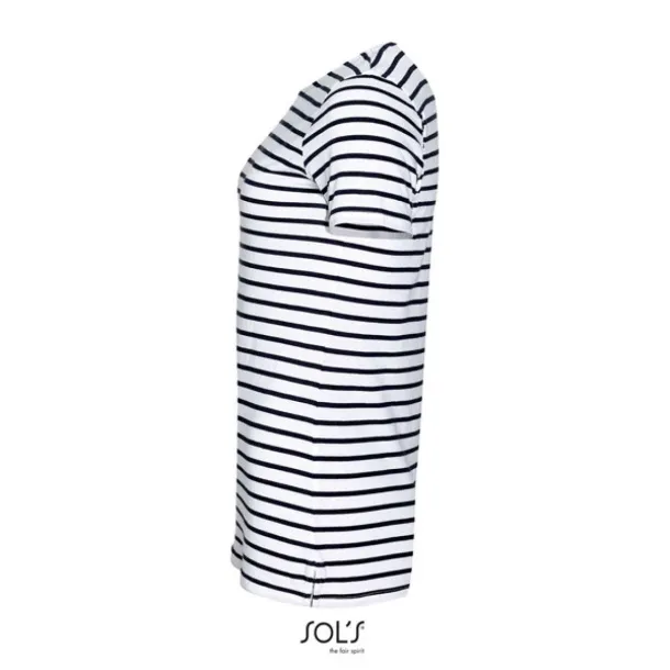  SOL'S MILES WOMEN - ROUND NECK STRIPED T-SHIRT - SOL'S White Navy