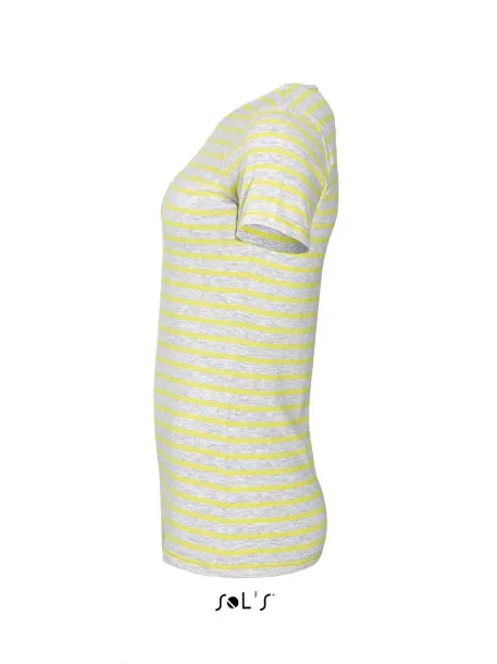  Ženska prugasta majica kratkih rukava, 150 g/m2 - SOL'S Pepeljasta Lemon