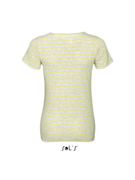  SOL'S MILES WOMEN - ROUND NECK STRIPED T-SHIRT - SOL'S Ash Lemon