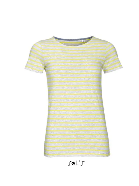  SOL'S MILES WOMEN - ROUND NECK STRIPED T-SHIRT - SOL'S Ash Lemon