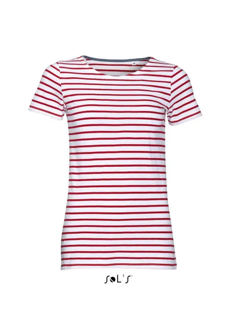  SOL'S MILES WOMEN - ROUND NECK STRIPED T-SHIRT - SOL'S White Red