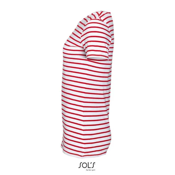  SOL'S MILES WOMEN - ROUND NECK STRIPED T-SHIRT - SOL'S White Red