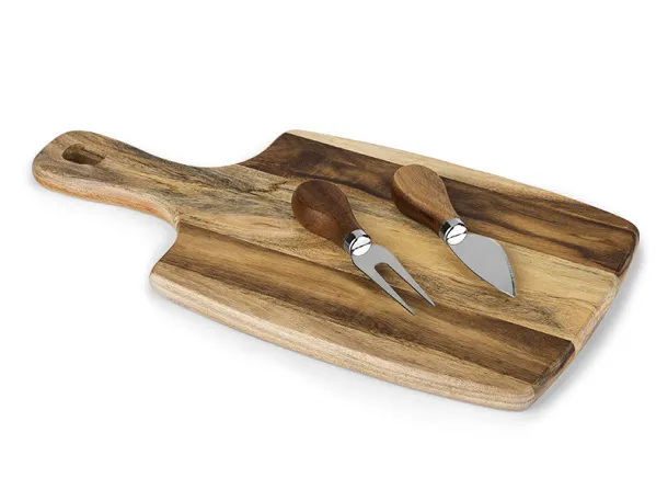 PARMA chopping board with a cheese knives in a set - CASTELLI Cream Bež