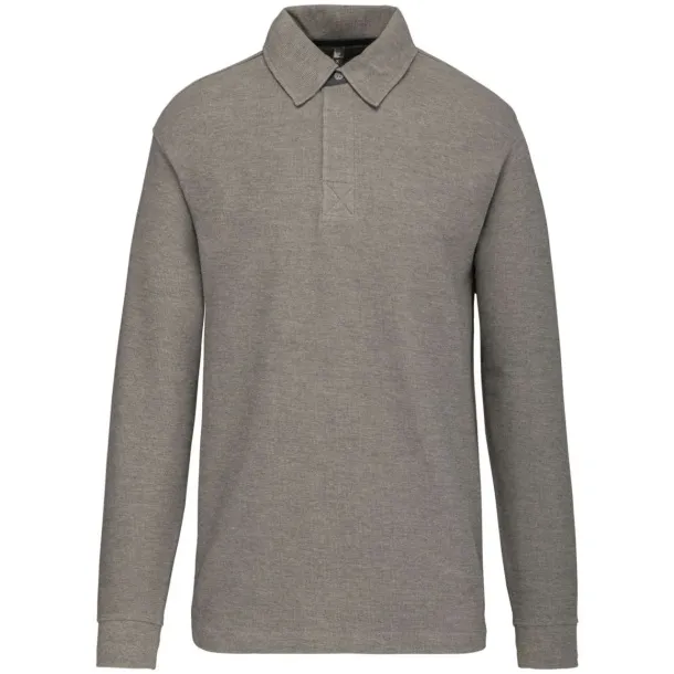  Polo majica dugih rukava - Kariban Stone Grey Heather Tamno siva