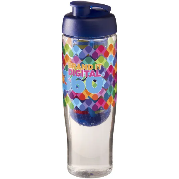 H2O Tempo® 700 ml flip lid sport bottle & infuser - Unbranded White Blue