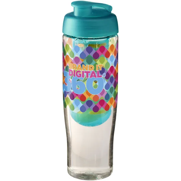 H2O Tempo® 700 ml flip lid sport bottle & infuser - Unbranded White Aqua blue