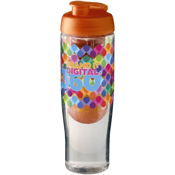 H2O Tempo® 700 ml flip lid sport bottle & infuser - Unbranded White Orange