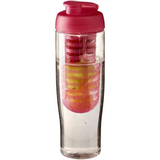 H2O Tempo® 700 ml flip lid sport bottle & infuser - Unbranded White Transparent pink