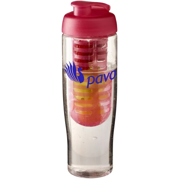 H2O Tempo® 700 ml flip lid sport bottle & infuser - Unbranded White Transparent pink