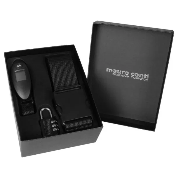  Travel set Mauro Conti, luggage scale, luggage strap and travel padlock Crna