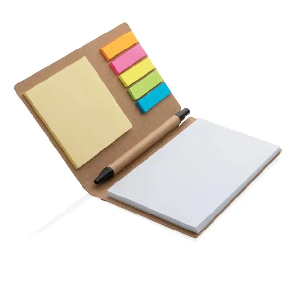  Kraft sticky notes booklet A6 with pen - XD Collection Brown 