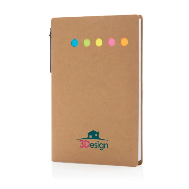  Kraft sticky notes booklet A6 with pen - XD Collection Brown 