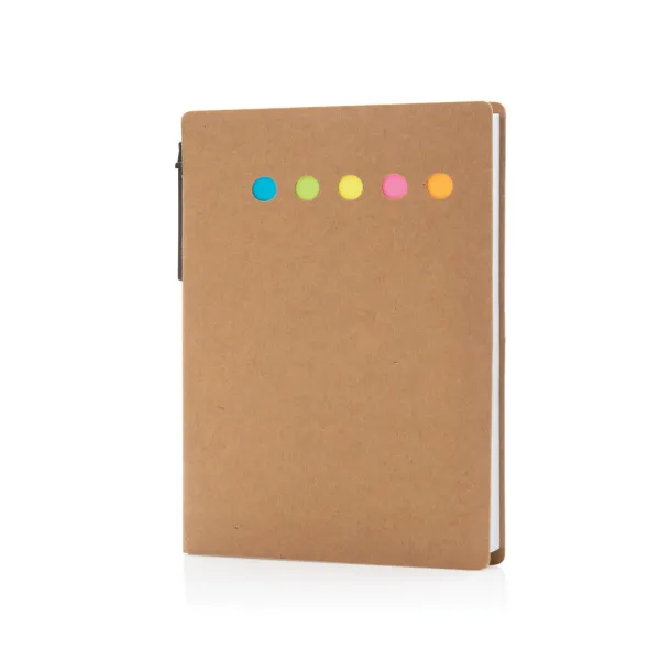  Kraft sticky notes booklet A6 with pen - XD Collection Brown 