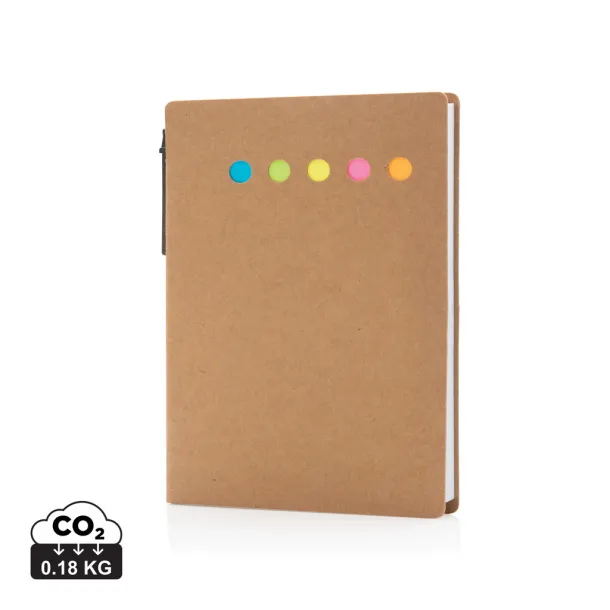  Kraft sticky notes booklet A6 with pen - XD Collection Brown 