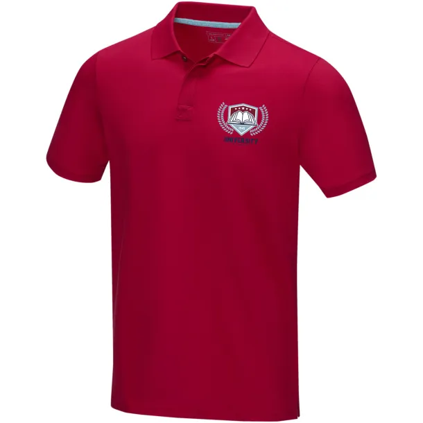 Graphite short sleeve men’s GOTS organic polo - Elevate NXT Red