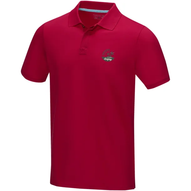 Graphite short sleeve men’s GOTS organic polo - Elevate NXT Red