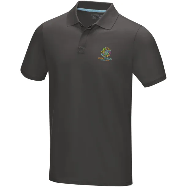 Graphite short sleeve men’s GOTS organic polo - Elevate NXT Storm grey