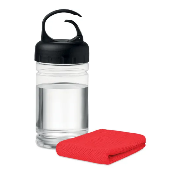 FRIS Cooling towel in PET bottle Red