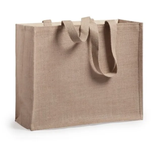  Laminated jute shopping bag with laminated cotton element neutral