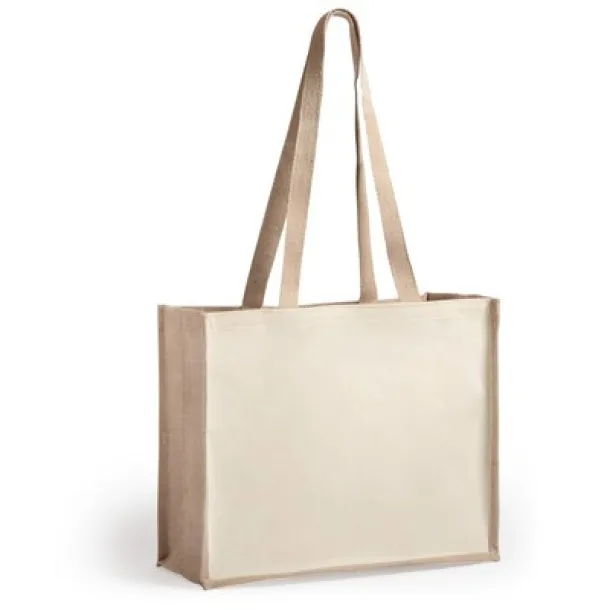  Laminated jute shopping bag with laminated cotton element neutral