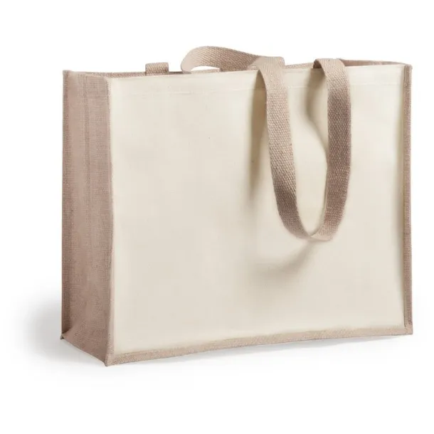  Laminated jute shopping bag with laminated cotton element neutral