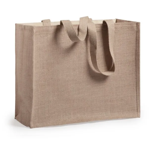  Laminated jute shopping bag with laminated cotton element neutral