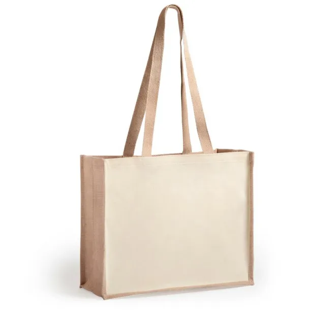  Laminated jute shopping bag with laminated cotton element neutral