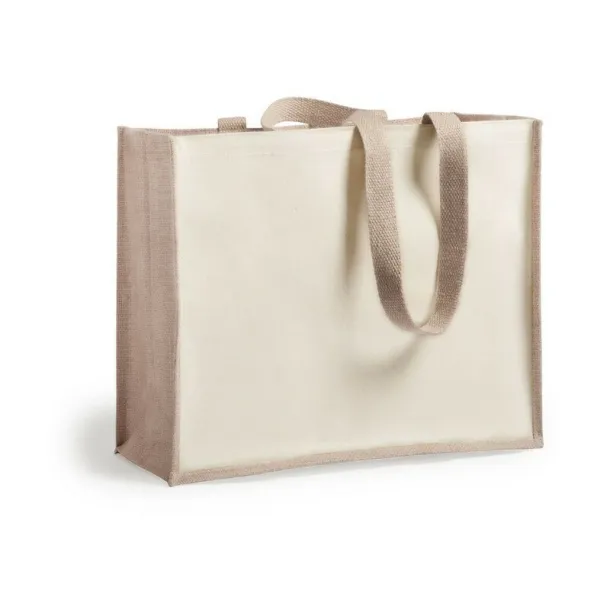  Laminated jute shopping bag with laminated cotton element neutral